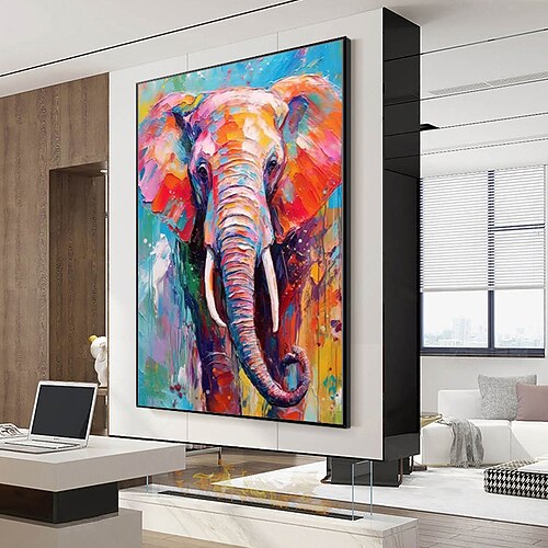 2026年 Mintura 手作り象動物油絵キャンバス壁アート装飾現代抽象画像