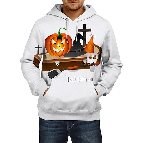 

Halloween Potiron Sweat à capuche Imprime Poche avant Art graphique Sweat à capuche Pour Homme Femme Unisexe Adulte Impression 3D 100 % Polyester Casual Quotidien