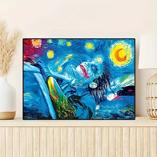 

People Wall Art Canvas Starry Sky Clown Prints and Posters Abstract Portrait Pictures Decorative Fabric Painting For Living Room Pictures No Frame