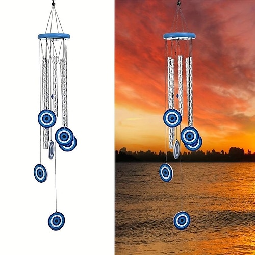 

1pc Metal Blue Evil Eye Wind Chime for Home Decoration, Blue Evil Eye Hanging Ornament for Home Garden Decoration