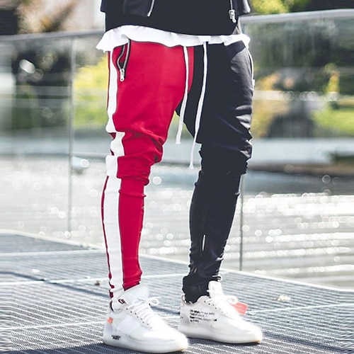 

Homme Joggings Pantalon Jogging Pantalon Poche Cordon Taille elastique Bloc de couleur Confort Respirable Extérieur du quotidien Sortie Mode Décontractées Blanche Rouge