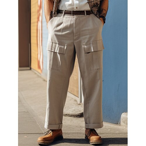 

Herren Hose Hosen Chinesisch Chino Chino Hosen Tasche Glatt Komfort Atmungsaktiv Outdoor Täglich Ausgehen Baumwollmischung Modisch Brautkleider schlicht Khaki