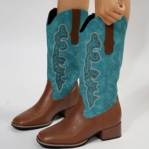 

Mujer Botas Botas cowboy Tallas Grandes Zapatillas de plataforma Exterior Trabajo Botas a media pierna Invierno Cremallera Talón de bloque Tacón Cuadrado Dedo Puntiagudo Vintage Moda Lujoso Zapatos