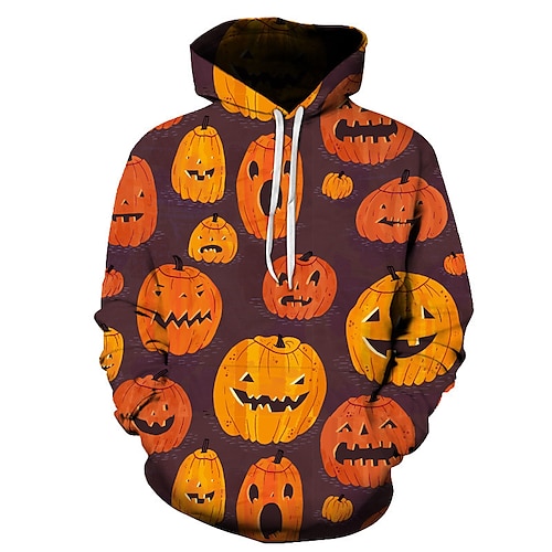 

Víspera de Todos los Santos Calabaza Sudadera Dibujos Manga Anime Bolsillo delantero Gráfico Sudadera Para Hombre Adulto Impresión 3D Poliéster Casual Diario