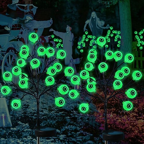 

décorations solaires d'Halloween lumières effrayantes en plein air, paquet de 2 lumières décoratives à LED étanches pour décoration d'Halloween en plein air pour décor festif de jardin d'Halloween et