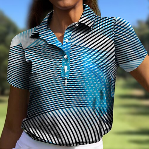 

Femme T-shirt POLO Chemise de golf Polo boutonné Respirable Séchage rapide Evacuation de l'humidité Manche Courte Vêtements de golf Top Standard Géométrie Eté Tennis Le golf Pickleball