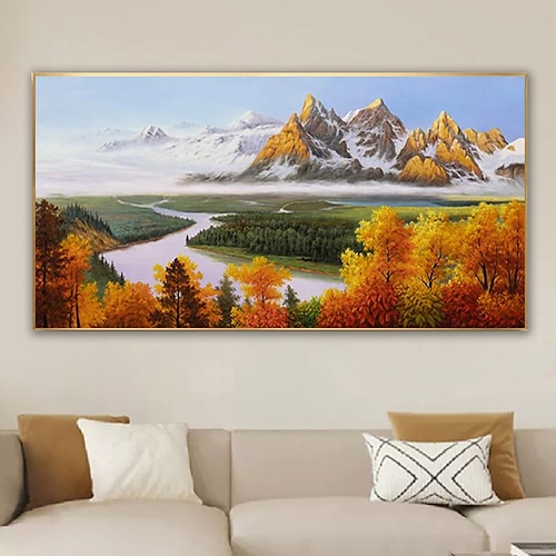 

großes Original Herbst Ölgemälde abstrakte Kunst auf Leinwand Schnee Berg Ölgemälde Wohnzimmer Ölgemälde Wandkunst Kunst Geschenk