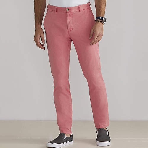 

Herren Hose Hosen Chinesisch Chino Chino Hosen Tasche Glatt Komfort Atmungsaktiv Outdoor Täglich Ausgehen Baumwollmischung Modisch Brautkleider schlicht Weiß Rosa