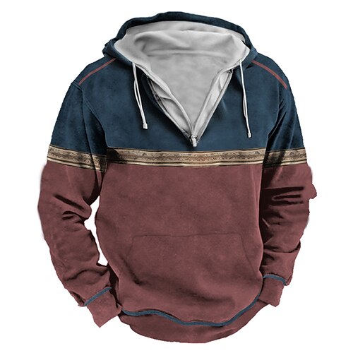 

Herren Hoodie Sweatshirt Kapuze Kapuzenpullover mit Reißverschluss Wein Marineblau Braun Beige Mit Kapuze Farbblock Sport Natur Täglich Festtage Vintage Cool Brautkleider schlicht Frühling Herbst