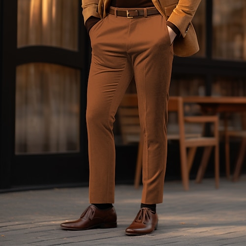 

Homme Pantalon Chino Pantalons décontractés Poche avant Plein Confort Entreprise du quotidien Vacances velvet Mode Chic et moderne Bleu Vert foncé