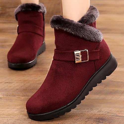 

Mulheres Botas Botas de Neve Tamanhos Grandes Botas de inverno Diário Forrada com Fleece Botas Botas Tornozelo Inverno Sem Salto Ponta Redonda Casual Conforto Camursa Sintética Mocassim Côr Sólida