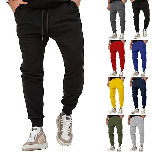 

Homme Joggings Pantalon Jogging Pantalon Poche Cordon Taille elastique Plein Confort Respirable Extérieur du quotidien Sortie Mode Décontractées Noir Jaune