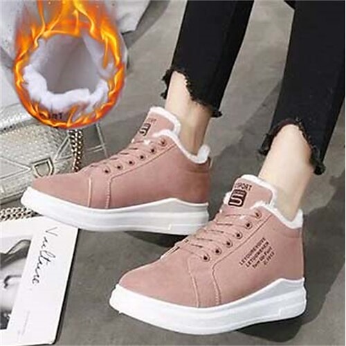 

Mulheres Tênis Botas Botas de Neve Sapatos de papai Diário Forrada com Fleece Botas Botas Tornozelo Plataforma Ponta Redonda Casual Minimalismo Corrida Caminhada Camursa Sintética Com Cadarço Côr