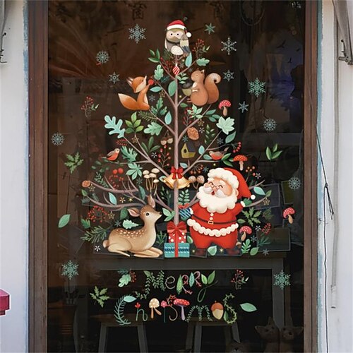 

Décorations de noël autocollants muraux arbres de noël flocons de neige cadeaux du père noël