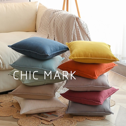 

Housse de coussin de canapé de couleur unie, avec bord en lin et polyester, coussin de voiture créatif, échantillon de salon