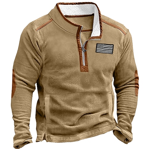 

Herren Sweatshirt Pullover Sweatshirt mit Viertelreißverschluss Schwarz Grün Khaki Stehkragen Glatt Sport Natur Täglich Festtage Strassenmode Basic Brautkleider schlicht Herbst Winter Bekleidung