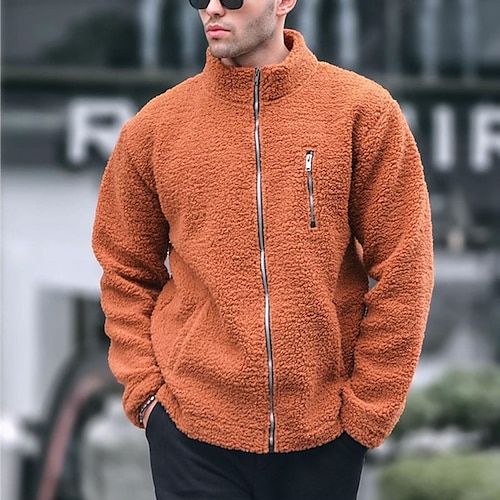 

Hombre Sudadera Chaqueta de lana Abrigo de peluche Sudadera con capucha y cremallera completa Blanco Naranja Con Capucha Plano Deporte Diario Festivos Ropa de calle Fresco Casual Otoño invierno Ropa