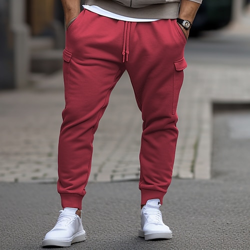 

Hombre Pantalones de Deporte Pantalón Jogger Persona que practica jogging Pantalones Correa Cintura elástica Puño elástico Plano Comodidad Transpirable Casual Diario Festivos Deportes Moda Negro Rojo