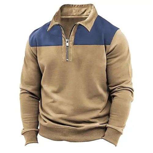 

Homme Sweat shirt Sweat zippé Marron Demi fermeture éclair Bloc de couleur Sport Loisir du quotidien Vacances Vêtement de rue basique Décontractées Printemps Automne Vêtement Tenue Pulls Capuche