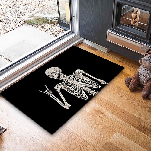 

Halloween Floor Mat Halloween Pumpkin Skeleton Decoration Mat Entrance Door Foot Mat Bedroom Carpet