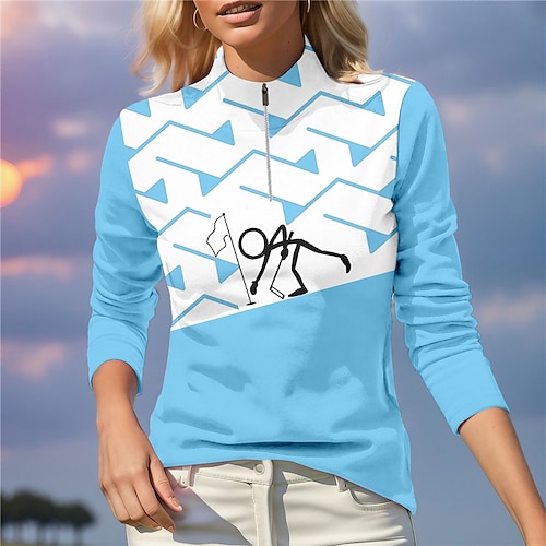 

Mujer Camisas de polo Camiseta de golf Transpirable Secado rápido Dispersor de humedad Manga Larga Ropa de golf ropa de golf Ajuste regular Cremallera Cuello alto Gracioso Impreso Primavera Otoño