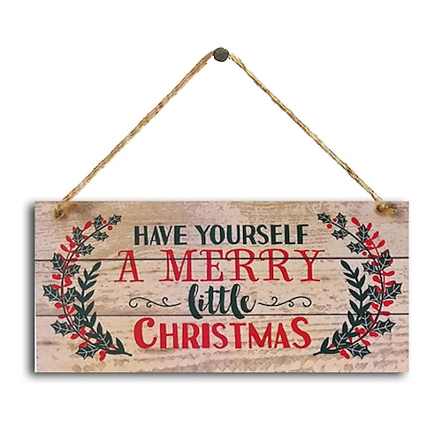 

1pc panneau mural en bois de noël, plaque de joyeux noël en bois, accessoires de décoration murale, pour animalerie, café, décoration de salle, articles ménagers 10x20cm/4''x8''