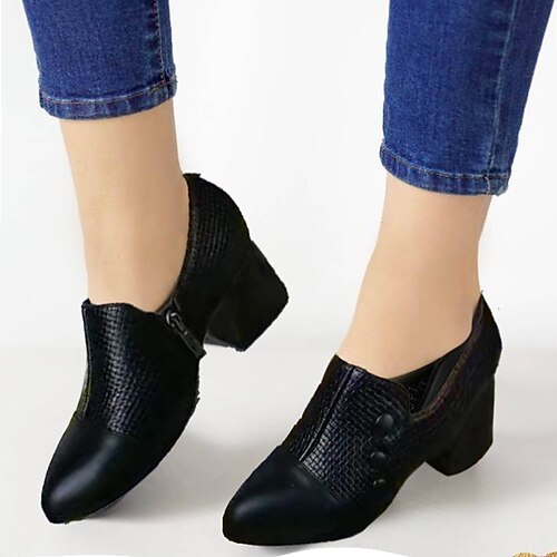 

Mujer Tacones Slip-Ons Zapatos de incremento de altura Zapatos blandos Zapatos Confort Trabajo Diario Cremallera Talón de bloque Tacón Cuadrado Dedo Puntiagudo Elegante Clásico Casual Zapatos de Paseo