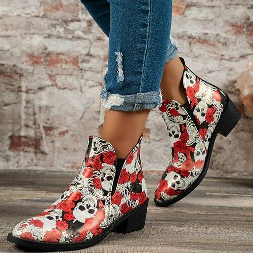 

Mujer Botas Botines chelsea Tallas Grandes Botas góticas Exterior Víspera de Todos los Santos Diario Botines Botines Talón de bloque Dedo redondo Vintage Clásico Casual PU Mocasín Caricatura Negro