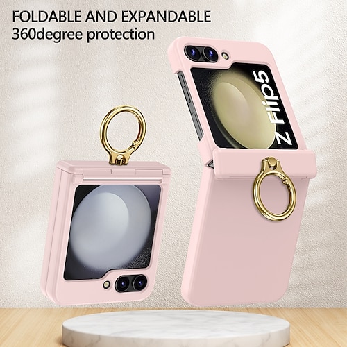 

telefone Capinha Para Samsung Galaxy Z Flip 5 Estojo ultrafino Suporte para carregamento sem fio anti-queda Estojo com Anel TPU PC