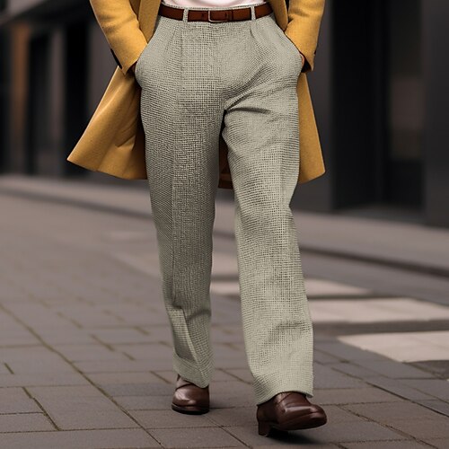 

Hombre pantalones de traje Pantalones Pantalones casuales Pantalones de tweed Bolsillo delantero Pierna recta Plaid Comodidad Negocio Diario Festivos Moda Moderno Negro Marrón