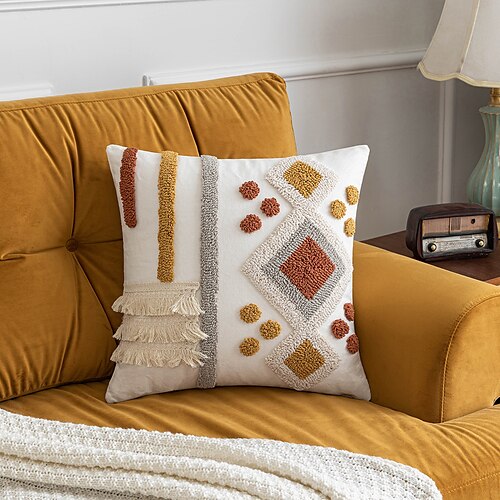 

1 pcs Polyester Pillow Cover, Geometric Modern Square Seamed Traditional Classic