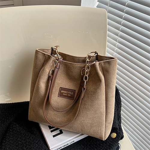 

Women's Shoulder Bag PU Leather Daily Zipper Large Capacity Anti-Dust Solid Color Black Brown Khaki