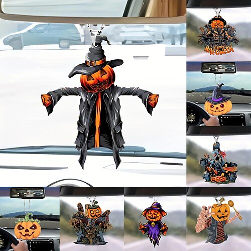 

Halloween Pumpkin Car Rear View Mirror Pendants Funny Car Decorations Creative Gifts