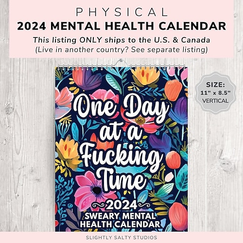 

Календарь на 2024 год, рождественский декор, подарок для психического здоровья Настенный календарь на 2024 год забавный, креативный ежемесячный планировщик ругательный календарь для психического здоровья, красочный художественный цветочный календарь