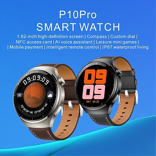 

Sortie d'usine P10 PRO Montre intelligente 1.62 pouce Smartwatch Montre Connectée Bluetooth Surveillance de la température Moniteur d'Activité Rappel sédentaire Compatible avec Android iOS Femme