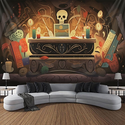 

Halloween dessin animé manchette suspendus tapisserie mur art grande tapisserie décor mural photographie toile de fond couverture rideau maison chambre salon décoration halloween décorations