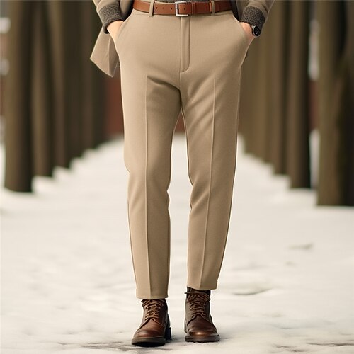 

Homme Pantalon Chino Pantalons décontractés Poche avant Jambe droite Plein Confort Entreprise du quotidien Vacances Mode Chic et moderne Blanche Marron