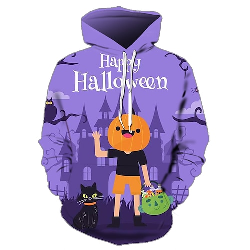 

Halloween Potiron Sweat à capuche Imprime Poche avant Art graphique Sweat à capuche Pour Homme Femme Unisexe Adulte Impression 3D 100 % Polyester Soirée Vacances