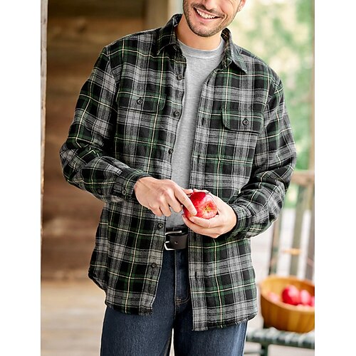 

Homme Chemise Chemise Flanelle Chemise Carreaux Surchemise veste Gris manche longue Tartan Revers Printemps Automne Extérieur Usage quotidien Vêtement Tenue Poche avant