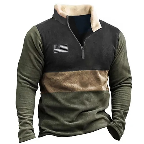 

Homme Sweat shirt Sweat zippé Vert Véronèse Col Mao Bloc de couleur Patchwork Tactique Sport Loisir du quotidien Vêtement de rue basique Décontractées Automne hiver Vêtement Tenue Pulls Capuche