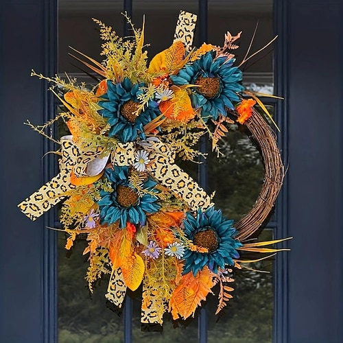 

guirlanda de girassol para outono e primavera - decoração de parede perfeita para pendurar portas no dia das mães, dia dos pais e formatura - material plástico