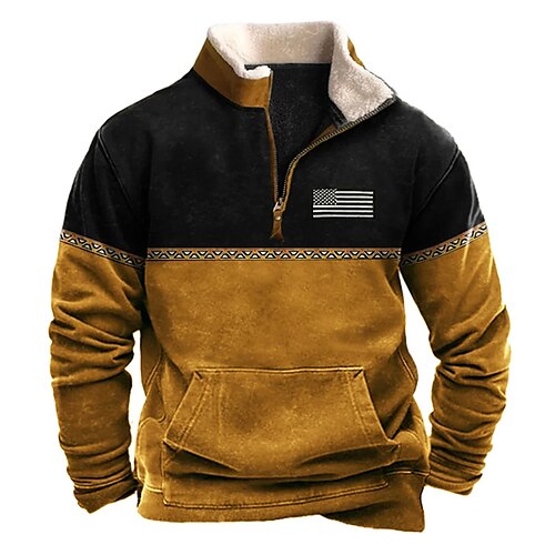 

Hombre Sudadera Sudadera con cremallera Azul Piscina Marrón Verde Trébol Caqui Media cremallera Bloque de color Bandera Retazos Deporte Diario Festivos Básico Casual Vellón fino Otoño invierno Ropa