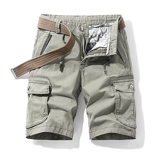 Homme Short Cargo Shorts de Randonnée Cordon Multi poche Plein Casual Vêtement de rue Shorts Cargo mode Vert militaire Noir