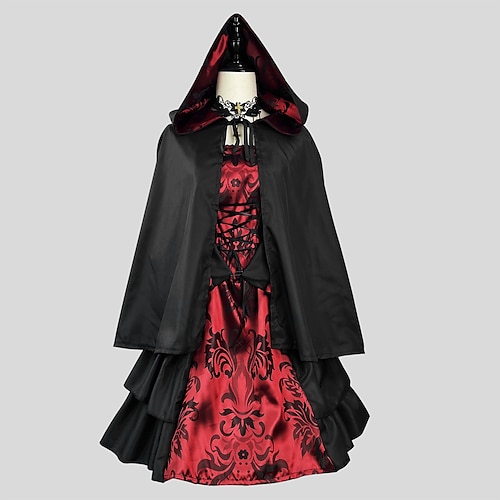 

Retro Vintage Gothic Lolita Punk Gothic Hooded Cloak Cosplay Women's Cosplay Costume Plus Size Halloween Masquerade Cloak