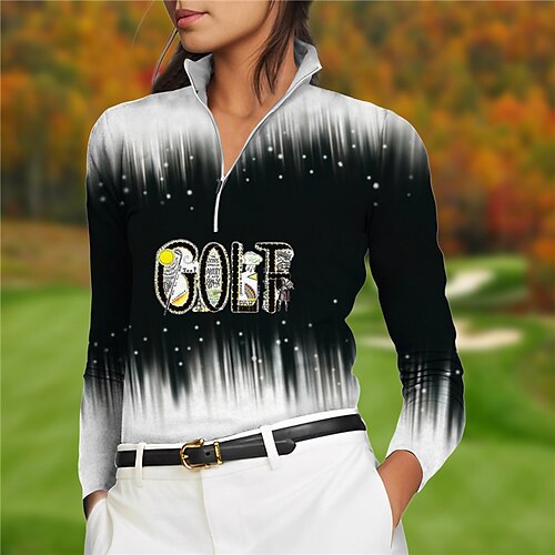 

Mujer Camisas de polo Camiseta de golf Transpirable Secado rápido Dispersor de humedad Manga Larga Ropa de golf ropa de golf Ajuste regular Cremallera Cuello alto Impreso Primavera Otoño Tenis Golf