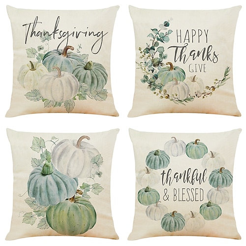 

Pumpkin Autumn Double Side Pillow Cover 4PC Soft Decorative Square Cushion Case Pillowcase for Bedroom Livingroom Sofa Couch Chair Thanksgiving