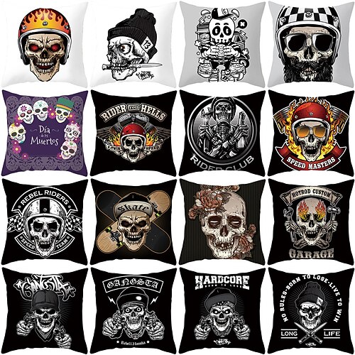 

Skull Double Side Pillow Cover 1PC Soft Decorative Square Cushion Case Pillowcase for Bedroom Livingroom Sofa Couch Chair