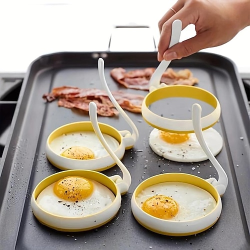 

2pcs Silicone Egg Rings Pancake Molds Set - Silicon Egg Shaper Form For Pancake Patties & English Muffin - Grey Crumpet Rings Grill Mold For Frying Pan - Round Omelette Rings Patty Egg Circles
