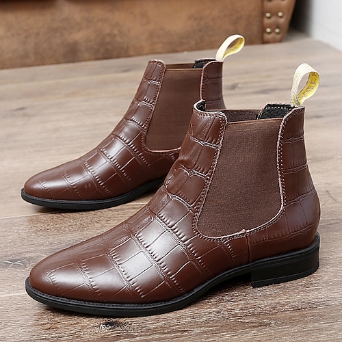 

Hombre Botas Botines chelsea Zapatos De Vestir Forro de Lana Vintage Británico Diario Cuero Templado Cómodo Antideslizante Botines / Hasta el Tobillo Mocasín Negro Marrón Caqui Otoño Invierno