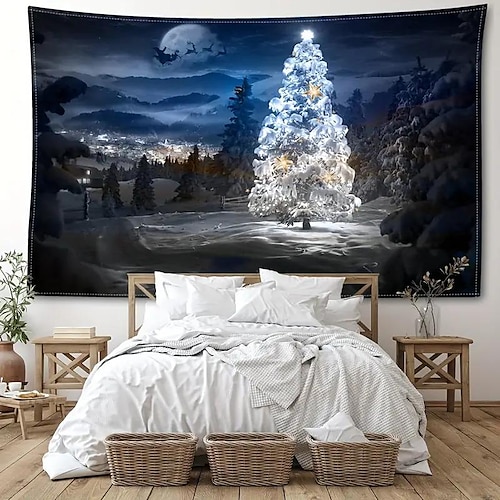 

Arbre de Noël suspendu tapisserie mur art grande tapisserie décor mural photographie toile de fond couverture rideau maison chambre salon décoration